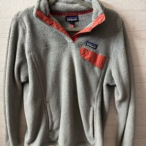 Patagonia Gray and Coral Women’s Snap T Sweater